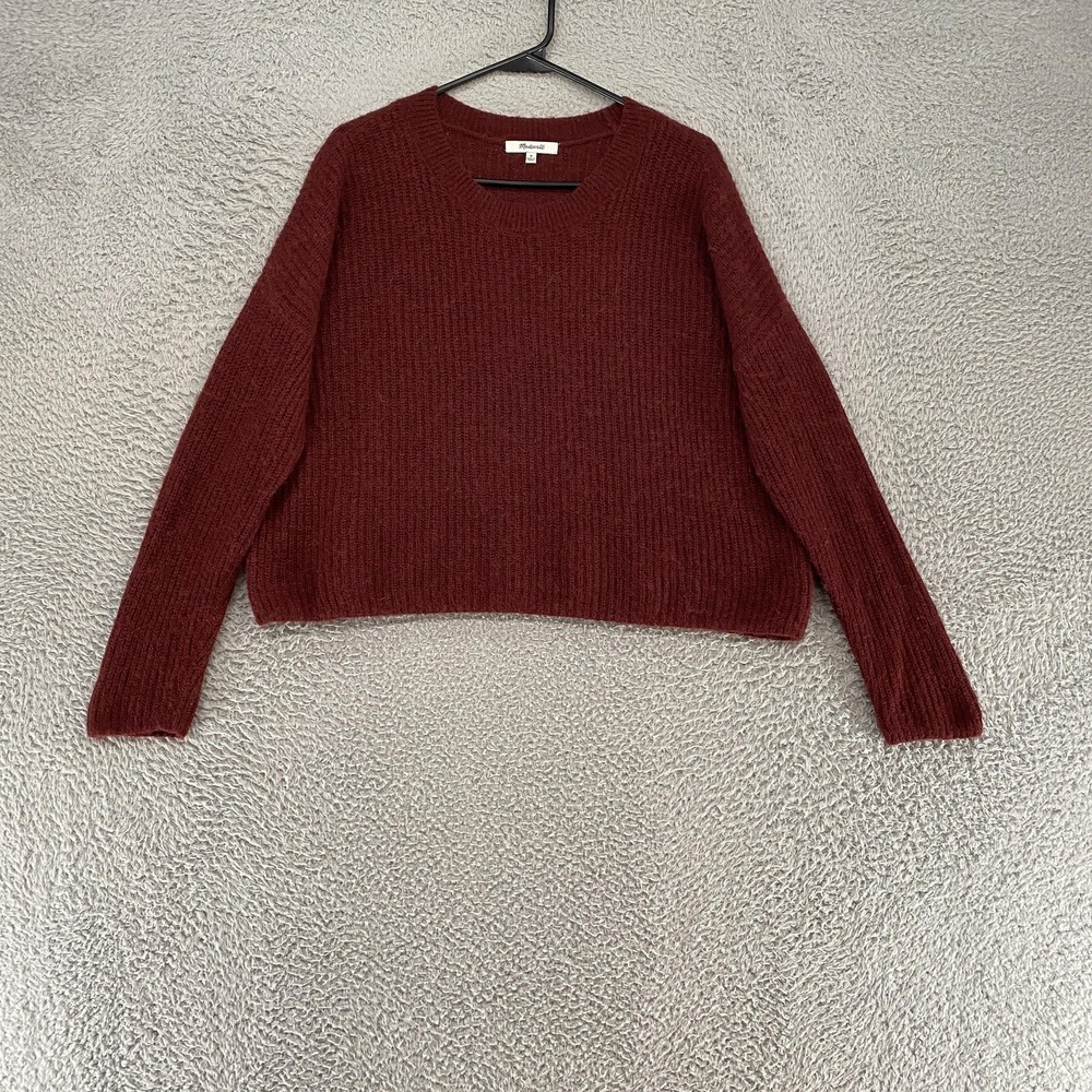 Madewell Alpaca Sweater Womens Medium Maroon Crewneck Knit Cozy Lightweight